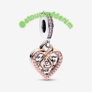 Pandora Two-tone Infinity Heart Double Dangle Charm